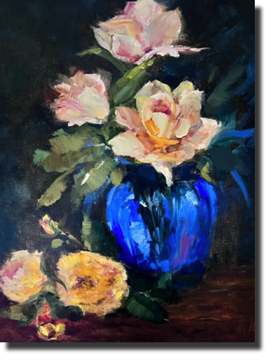 Blue Vase
Oil on Linen
23h x 19w in, Framed $425